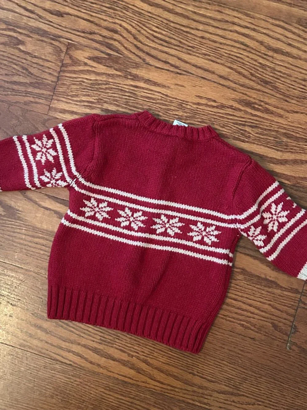 Vintage Y2K Baby Gap Red Snowflake Fair Isle Wool Blend Sweater Size 12-18 Month
